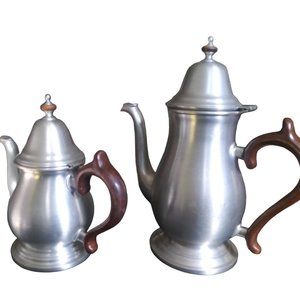 Vintage Pfaltzgraff Handcrafted Pewter Coffee/Tea Pot Made in the USA Lot of 2